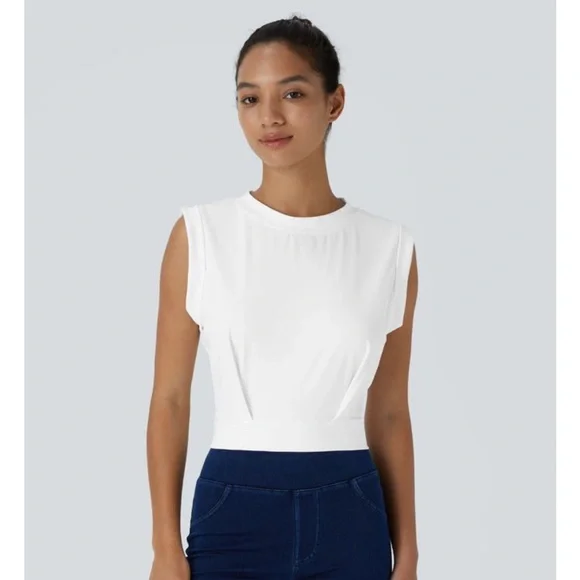 HALARA White Cropped Sleeveless Crewneck Tank - Picture 2 of 7